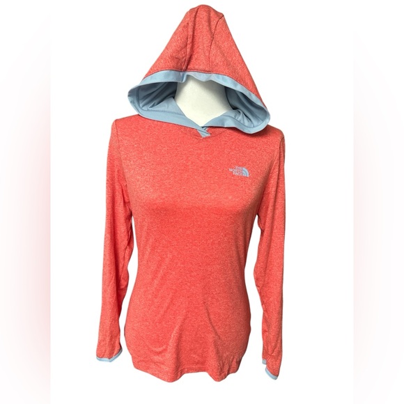 The North Face, Women’s Reactor Radiant Hoodie, Heather Orange/Blue,Small/Petite - Picture 1 of 4